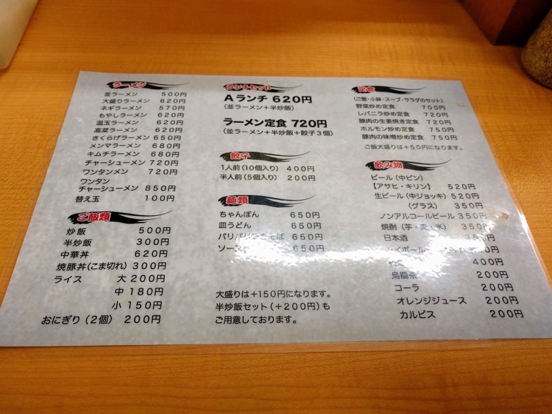 赤のれん和亭 08メニュー